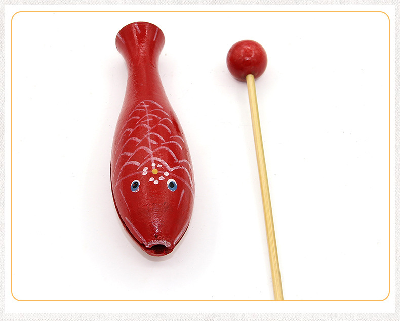 新宝乐器 鱼木鱼儿童打击乐器鱼型木鱼红色 鱼形梆子