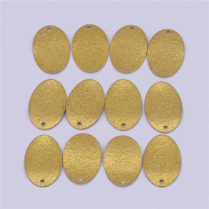 20.5mm单孔椭圆形波浪铜片 双面磨砂圆片手工饰品配件diy耳饰挂件