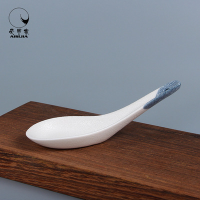 素雅石头陶瓷雪花釉小汤勺调羹日本瓷器陶瓷餐具勺子陶瓷小瓷勺子