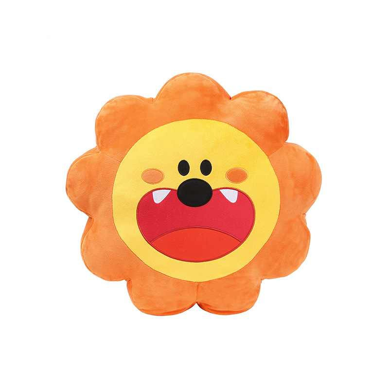 2017新款狮子头毛绒玩具靠垫 可爱表情狮子头变身太阳花汽车抱枕