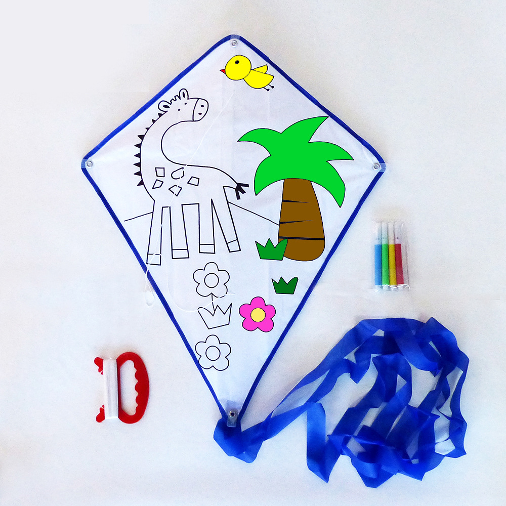 潍坊风筝diy菱形儿童风筝绘画教育风筝出口品质多种图案