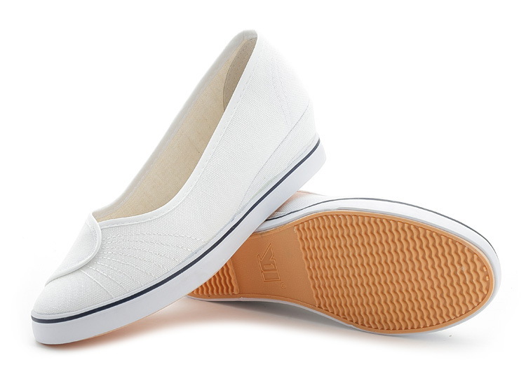 白色坡跟女护士鞋美容鞋牛筋软底浅口内增高单鞋帆布鞋女鞋