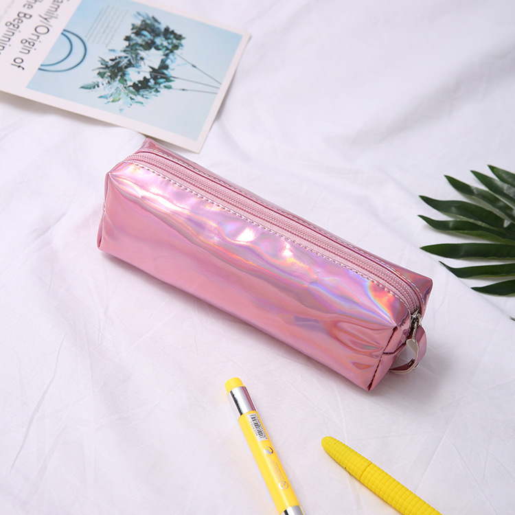 批发镭射笔袋清新文艺女士化妆包圆筒收纳包男女学生文具收纳袋