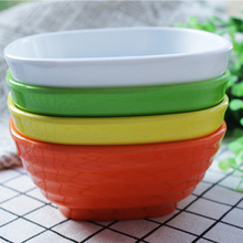 密胺彩色塑料小碗粥碗米饭碗汤碗餐厅火锅店用仿瓷餐具蘸料四方碗