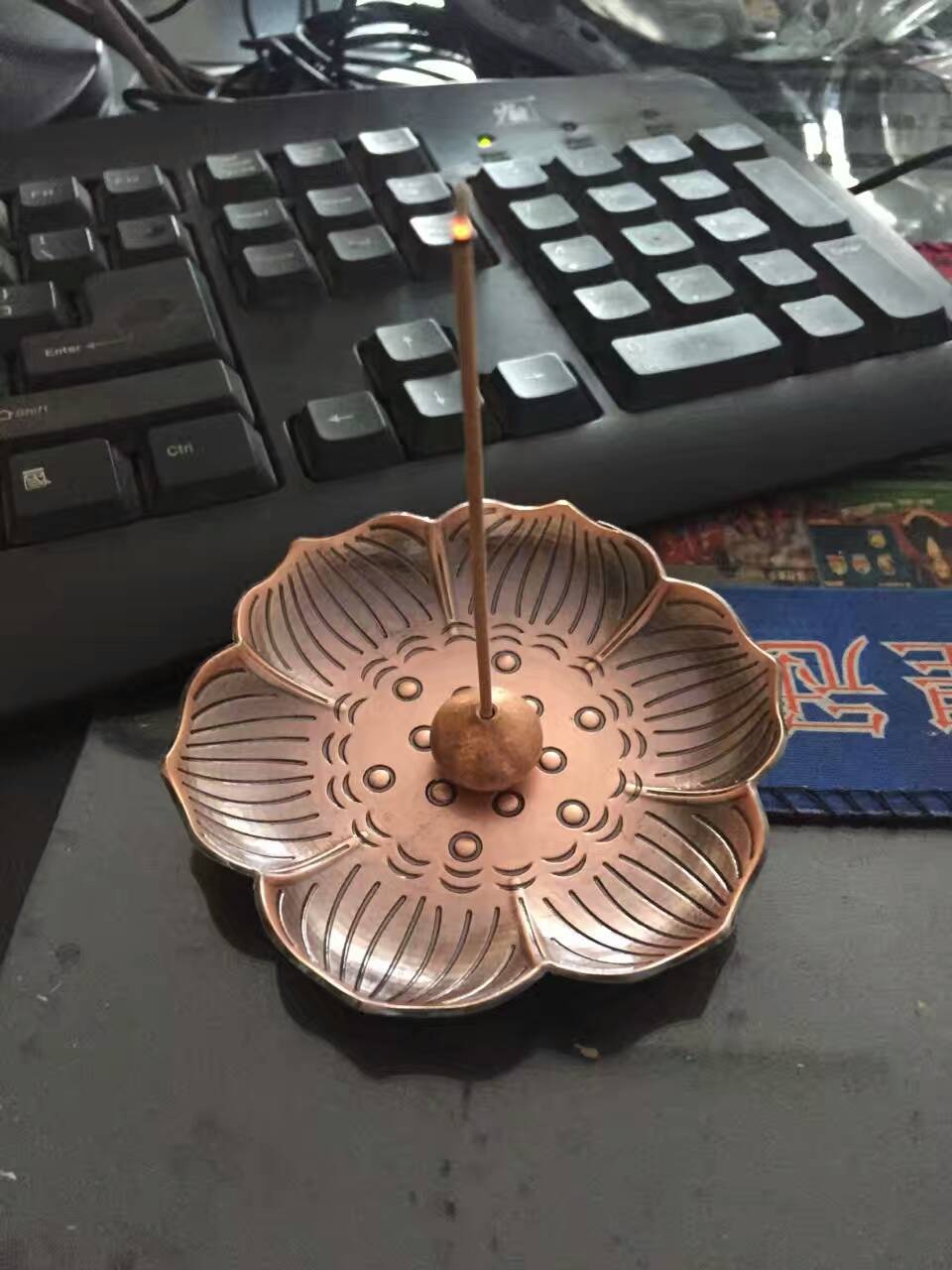 梅花案香插仿古香炉 家用室内檀香盘香炉 点香托沉香线香炉香座