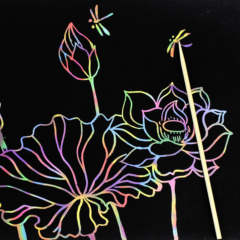 彩色刮刮画纸儿童小学生迷彩炫彩绘画纸刮蜡纸刮画本批发