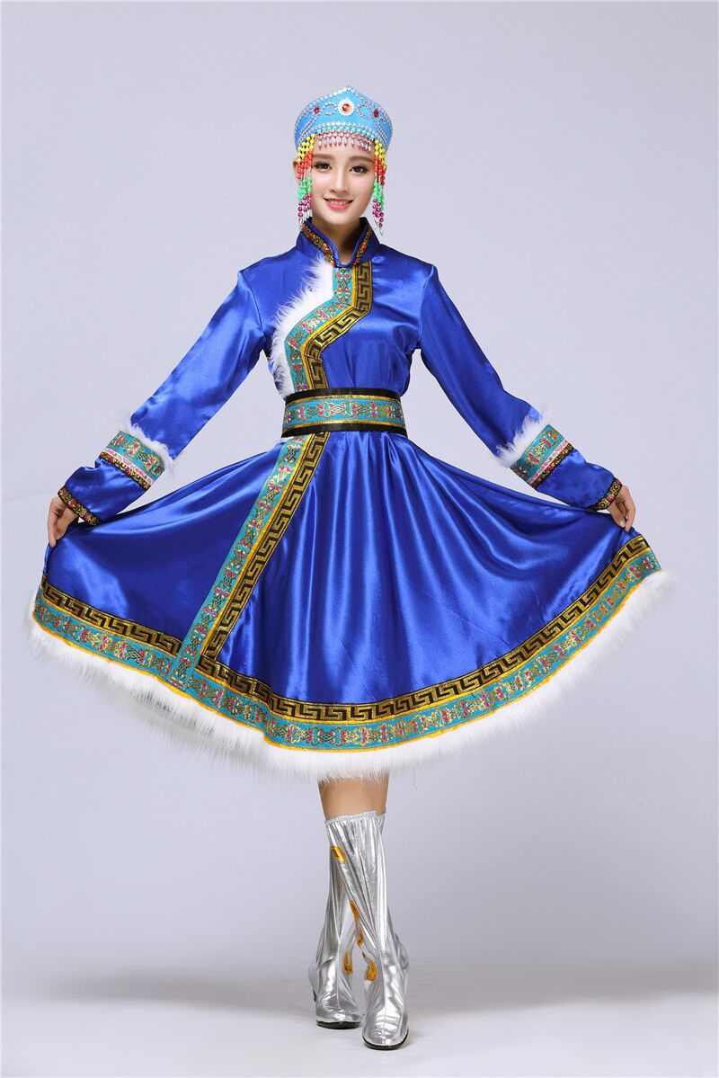 新款少数民族蒙古族服装蒙古舞蹈成人表演服舞台演出服饰长裙袍
