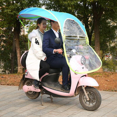 批发二轮踏板电动车雨棚遮阳蓬 涂银防晒电动车遮阳伞棚厂