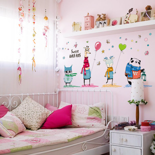 创意卡通墙贴个性卧室背景墙海报纸幼儿园儿童房装饰品贴纸自粘