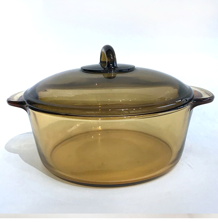 乐美雅琥珀玻璃直烧锅 透明锅钢化玻璃汤锅明火电陶炉微波耐高温