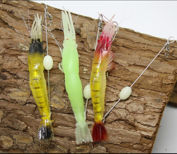 5cm 6g高仿真带钩软饵虾专用路亚饵鱼饵夜钓虾夜光虾