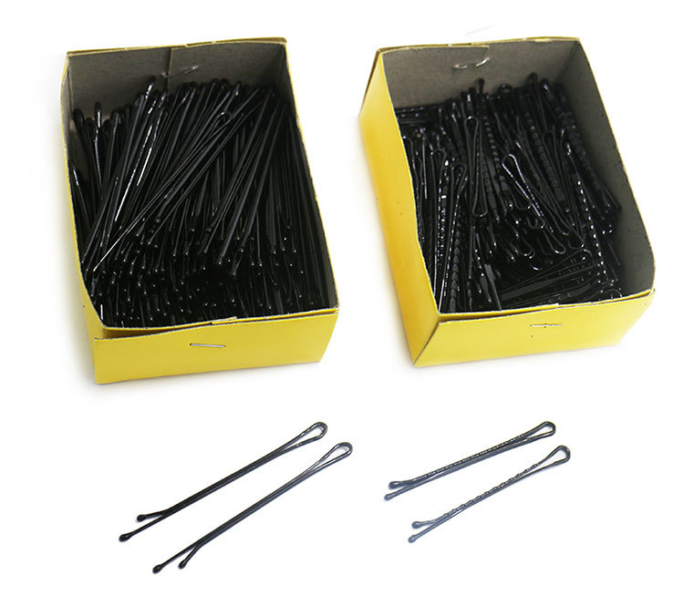 美发造型盘发夹 圆头 手推波纹一字夹 黑色夹刘海边夹化妆