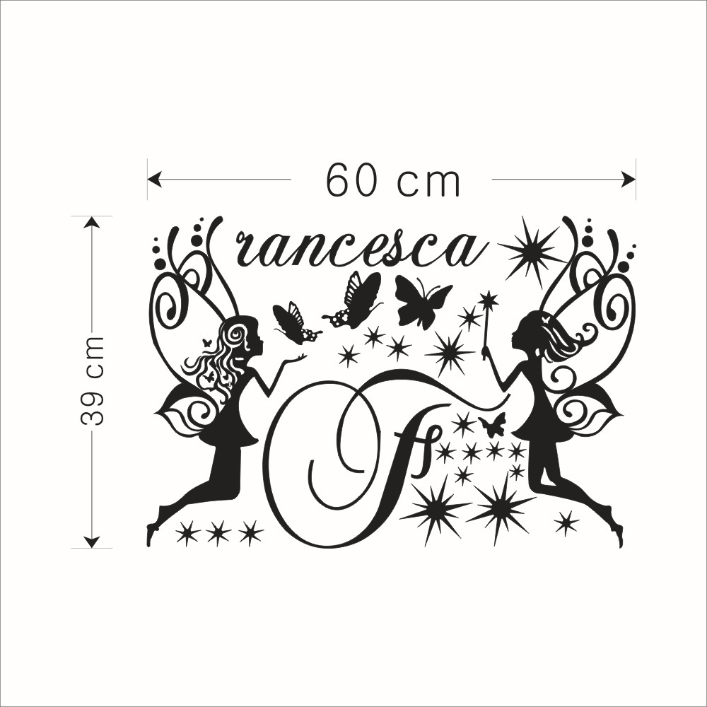 gb562ins精雕墙贴英文francesca蝴蝶精灵客厅卧室儿童房壁饰贴纸