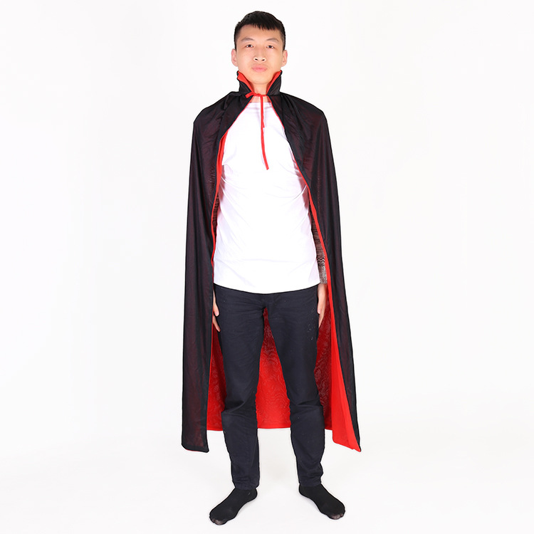 新款万圣节服装男黑红短款披风斗篷舞台装吸血鬼化装舞会带帽子