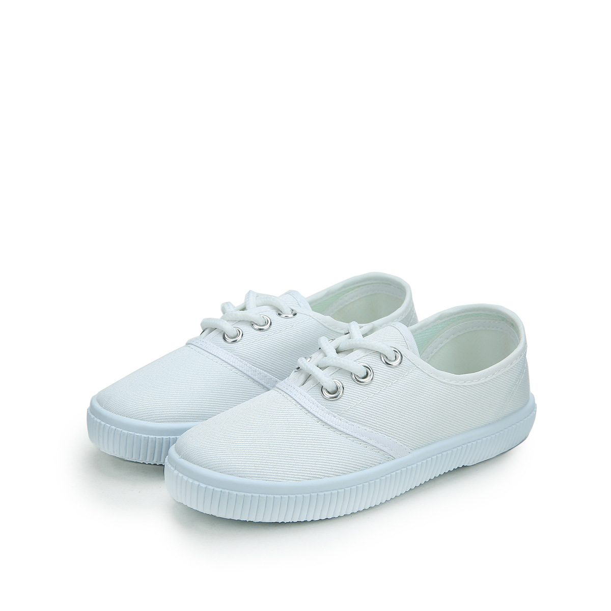 男童女童白球鞋学校指定儿童小白鞋小学生白色布鞋小男孩运动鞋