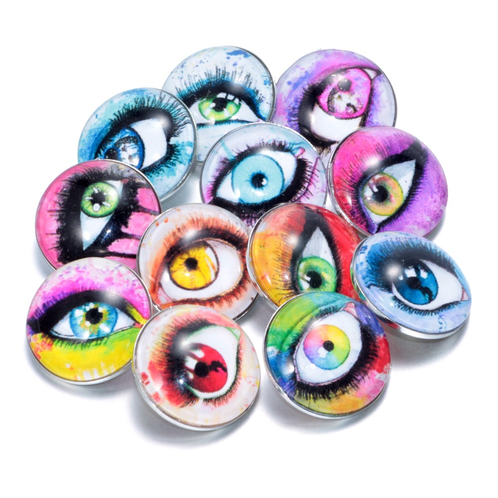 厂家直销定做 18毫米noosa扣子diy手镯吊坠眼睛玻璃扣子荷兰纽扣