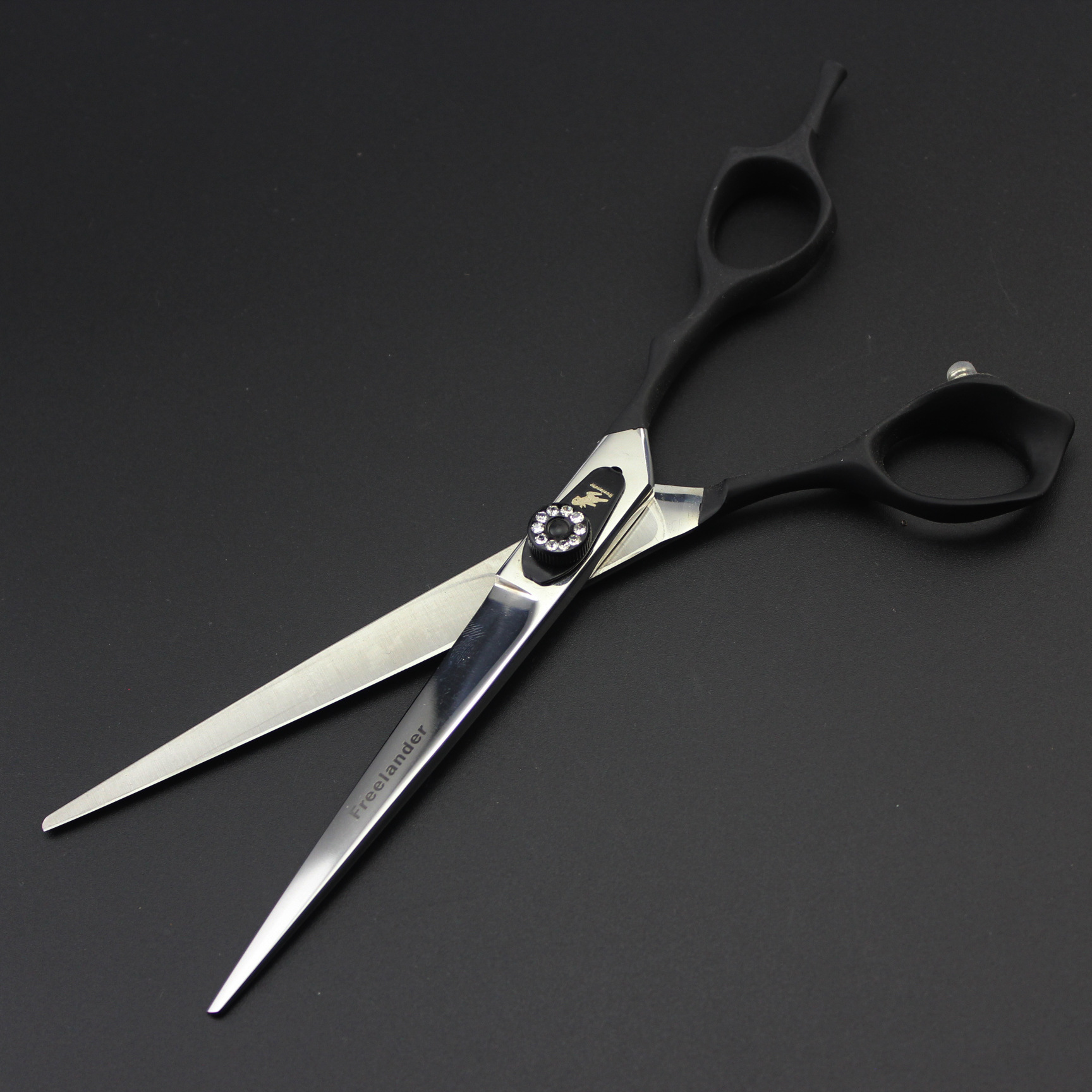 0寸 黑色烤漆柄 4把装 宠物美容剪刀 直剪弯剪 套装 送排梳