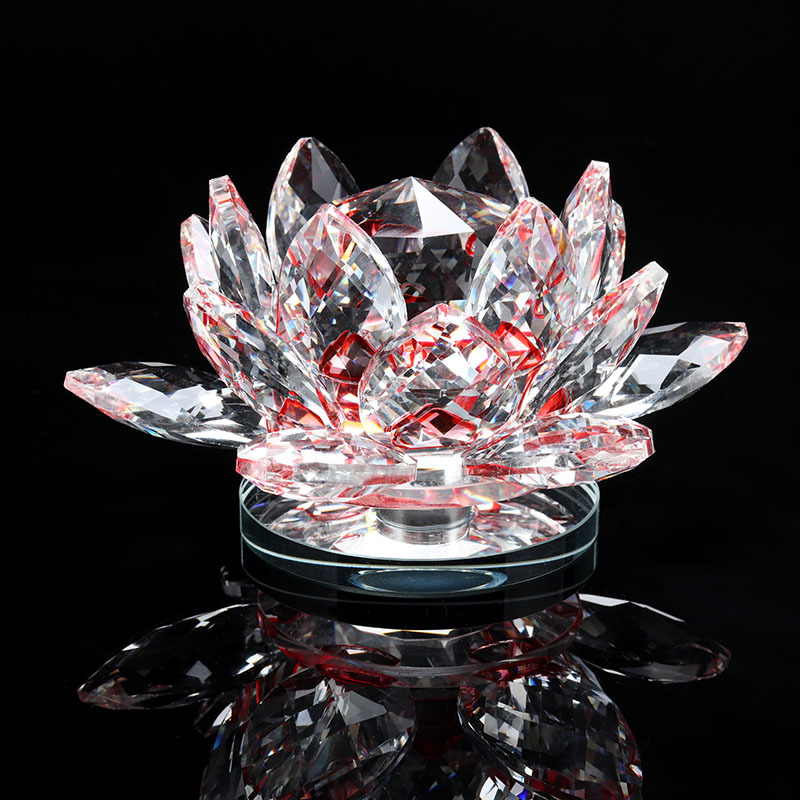 水晶旋转莲花 客厅摆件家居装饰品 结婚新婚生日礼物礼品 可定制