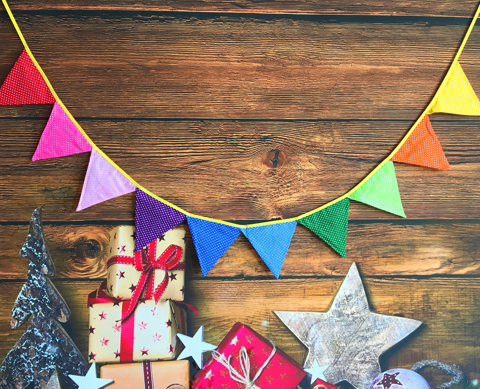 欧美 彩色纯棉布三角吊旗 儿童房装饰 生日聚会 派对装饰 彩旗