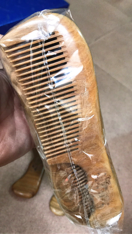 直发梳子变色整木有香绿檀木梳加厚圆滑长柄顺发梳19cm按摩美发梳