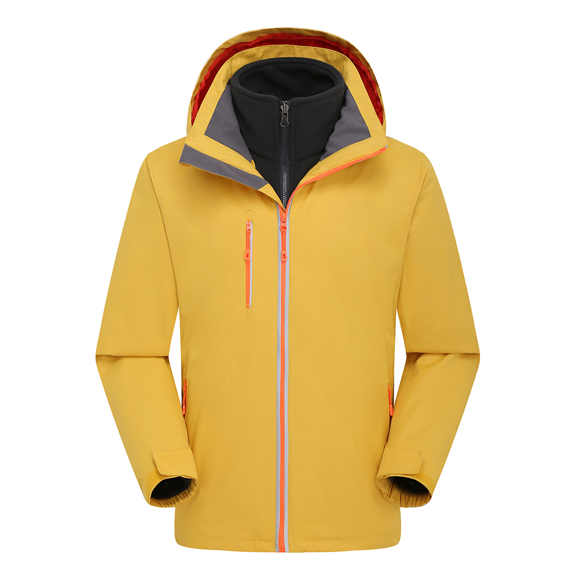 现货户外男士反光冲锋衣防风防水纯色冲锋衣户外登山服防寒服