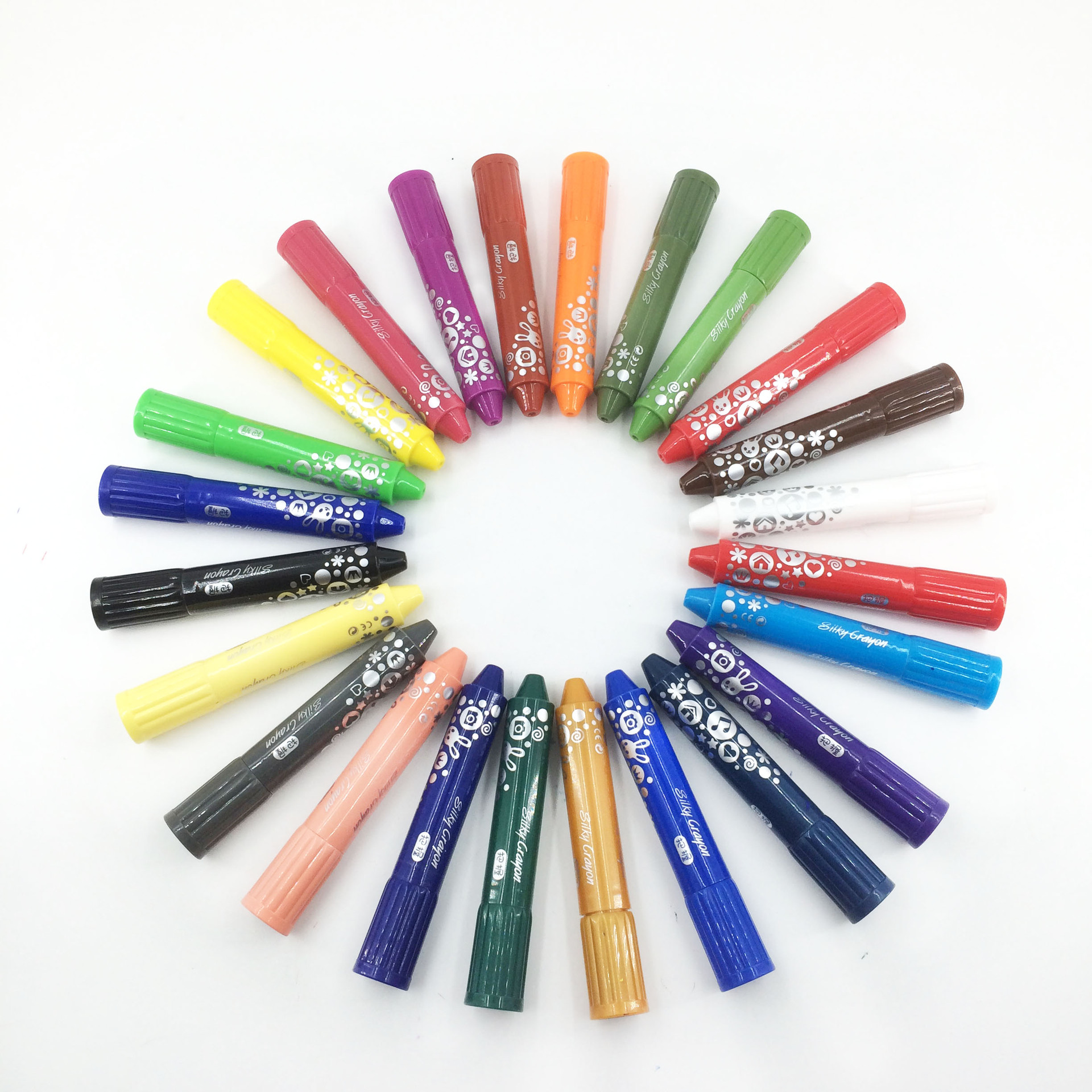 24色炫彩棒 儿童旋转丝滑蜡笔 彩色油画棒 无毒可水洗涂鸦绘