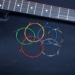 弦线吉他琴弦乐器配件民谣彩弦黄铜弦红铜弦琴弦套装吉他普通弦线