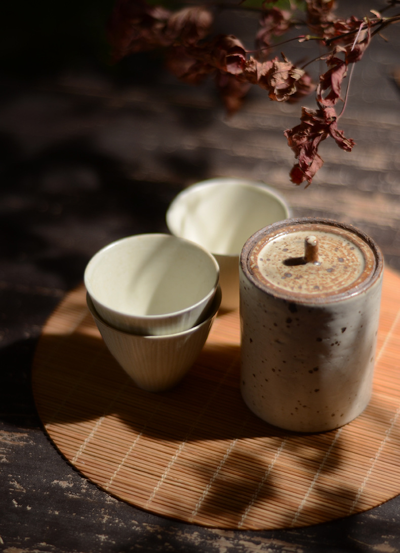 景德镇草木灰釉小茶杯品茗杯聚香杯复古功夫日式喝茶杯景德镇陶瓷