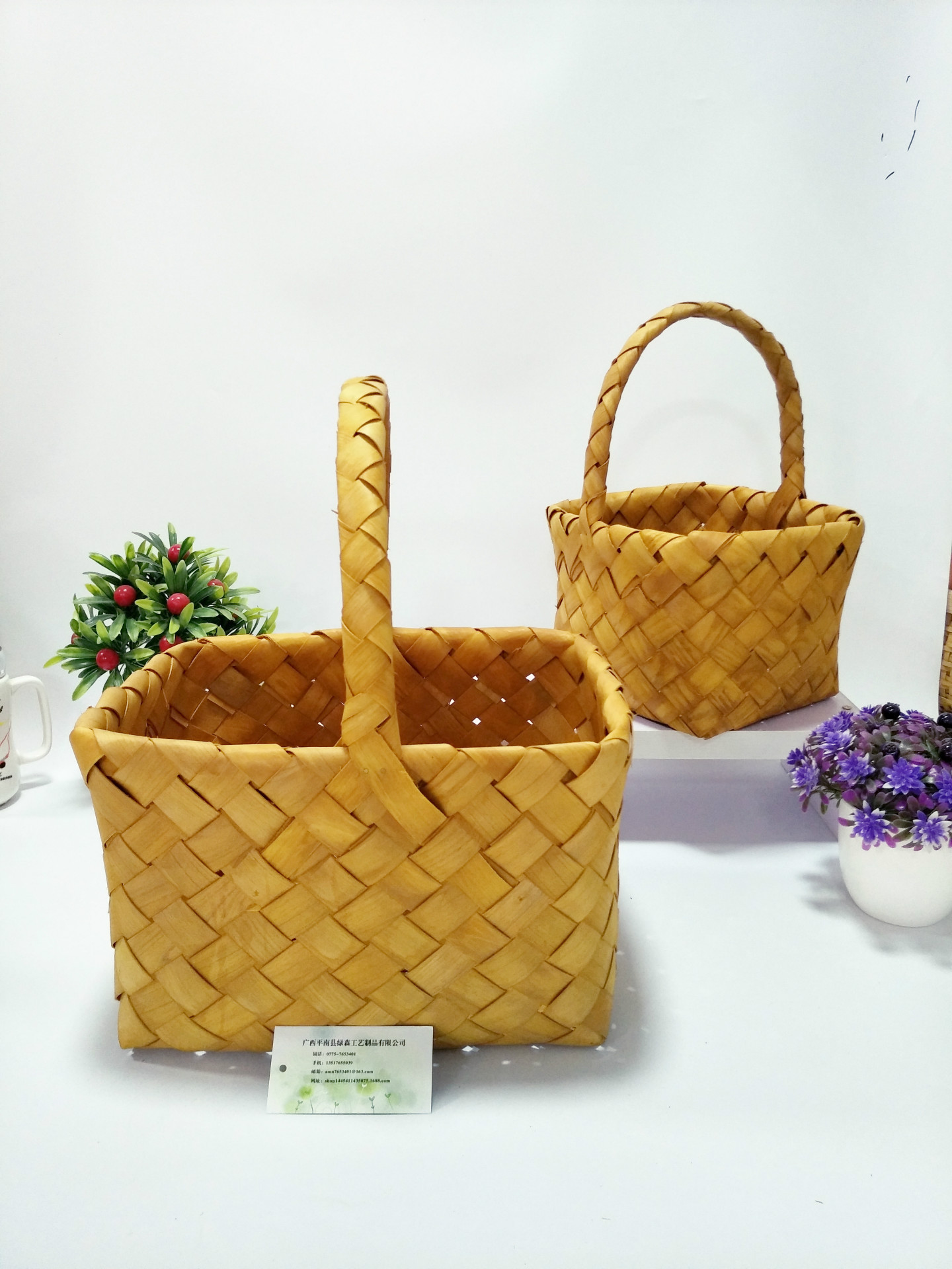 手工编织工艺品木质提篮粽子水果篮木片编织菜篮子家用品收纳