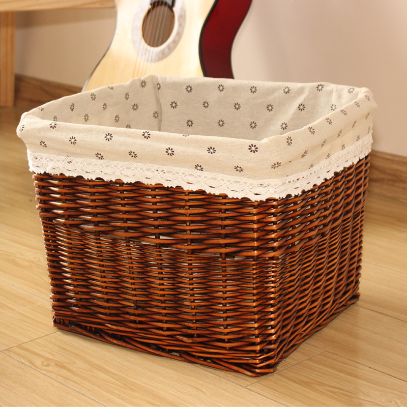 厂家批发柳编大号脏衣收纳筐  家居玩具杂物储物筐方形藤编收纳篮