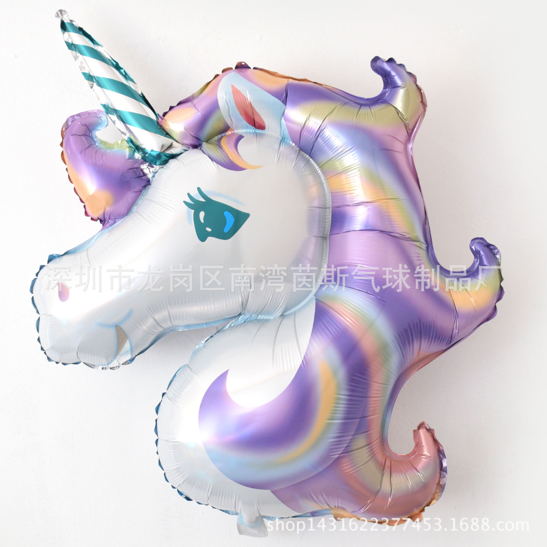 Large Rainbow Unicorn Unicorn Horse Balloon Cartoon Aluminum Foil Aluminum Film Color Purple Polly Horse Head Balloon Manufacturer