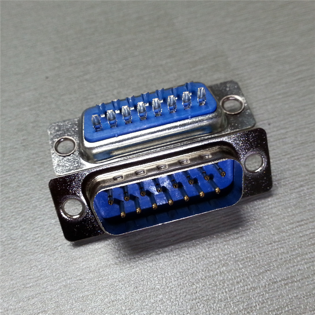 供应焊线式d-sub公插头15pin 两排15pindb插头 rs232串口连接器