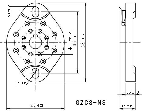 陶瓷 镀金脚平板 8脚电子管座 gzc8-ns-g 适 6sn7 274b等电子管