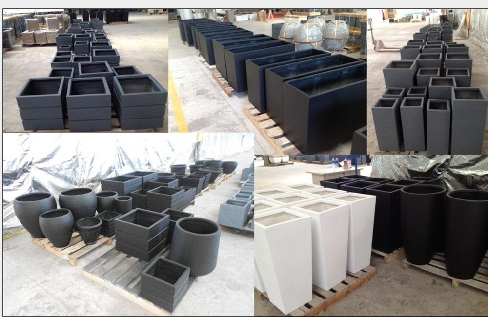 佛山厂家正方形水泥花盆 花园玻璃纤维镁泥种植箱 阳台种菜盆外贸