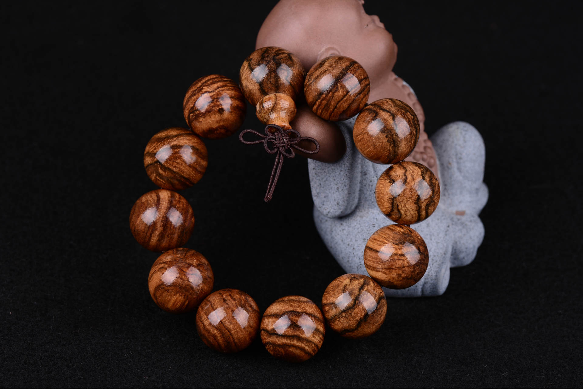 原木印尼花奇楠手串 仙游佛珠复古男士虎皮纹佛珠手链礼品批发