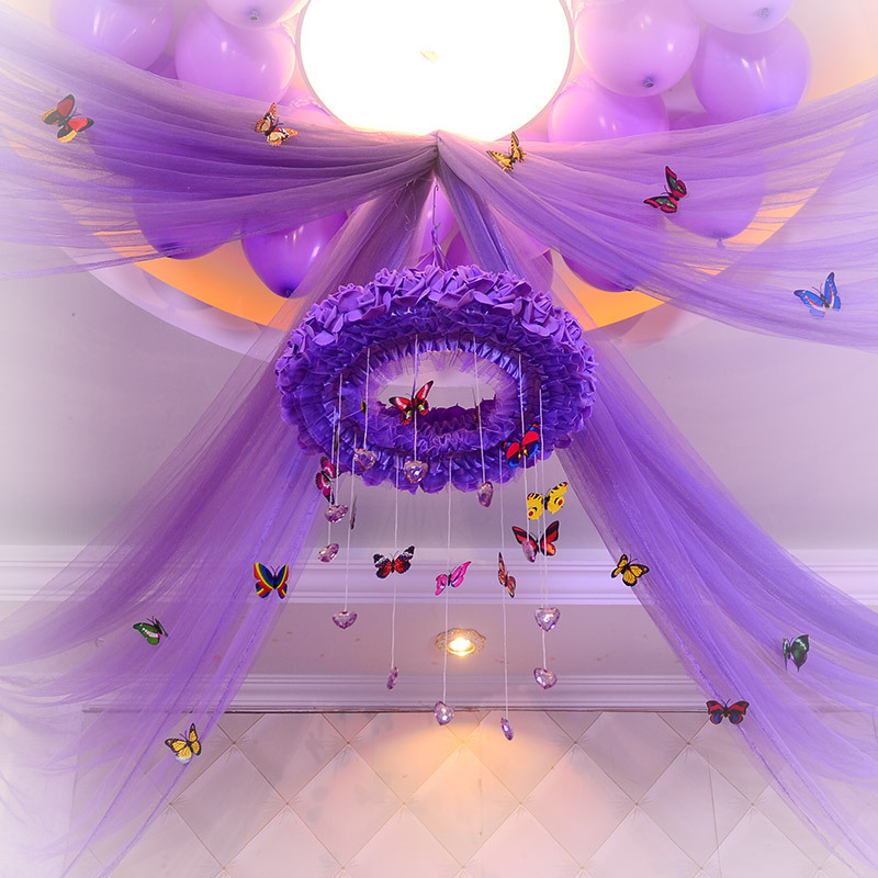 婚庆用品婚房装饰网纱浪漫结婚婚礼扶手楼梯装饰场景布置纱幔8米