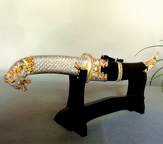 龙泉宝剑 工艺 龙形弯hk-8823双色不锈钢镇宅直销 特价 未开刃