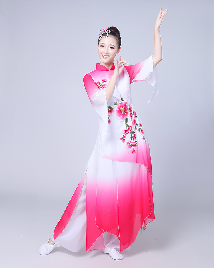 新款中国风现代舞蹈服装扇子舞打鼓服演出服女时尚旗袍短裙表演服