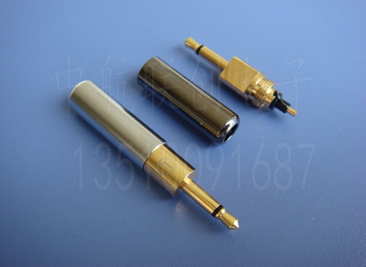hd700 耳机插头 左右声道插针 l焊接头r 纯铜主体 diy 维修配件