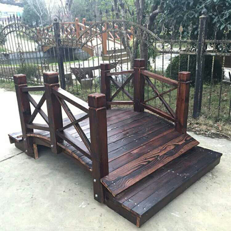 防腐木木桥碳化木小木桥 花园木拱桥 景区大桥 装饰桥 支持定制