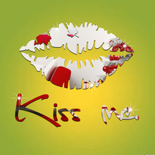 批发创意3D立体kissme英文镜面墙贴 DIY嘴唇客厅沙发背景墙墙贴