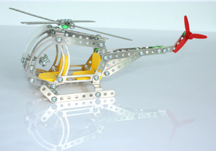 钢铁指挥官2017金属拼装积木玩具螺母组合单双座直升机 儿童益智