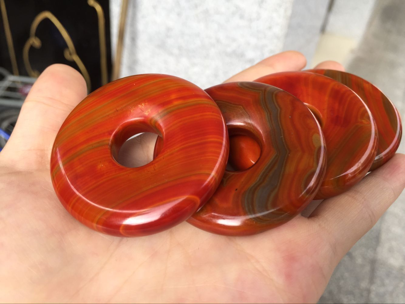 厂家热销天然战国红平安扣 战国红玛瑙平安扣 超大战国红平安扣吊