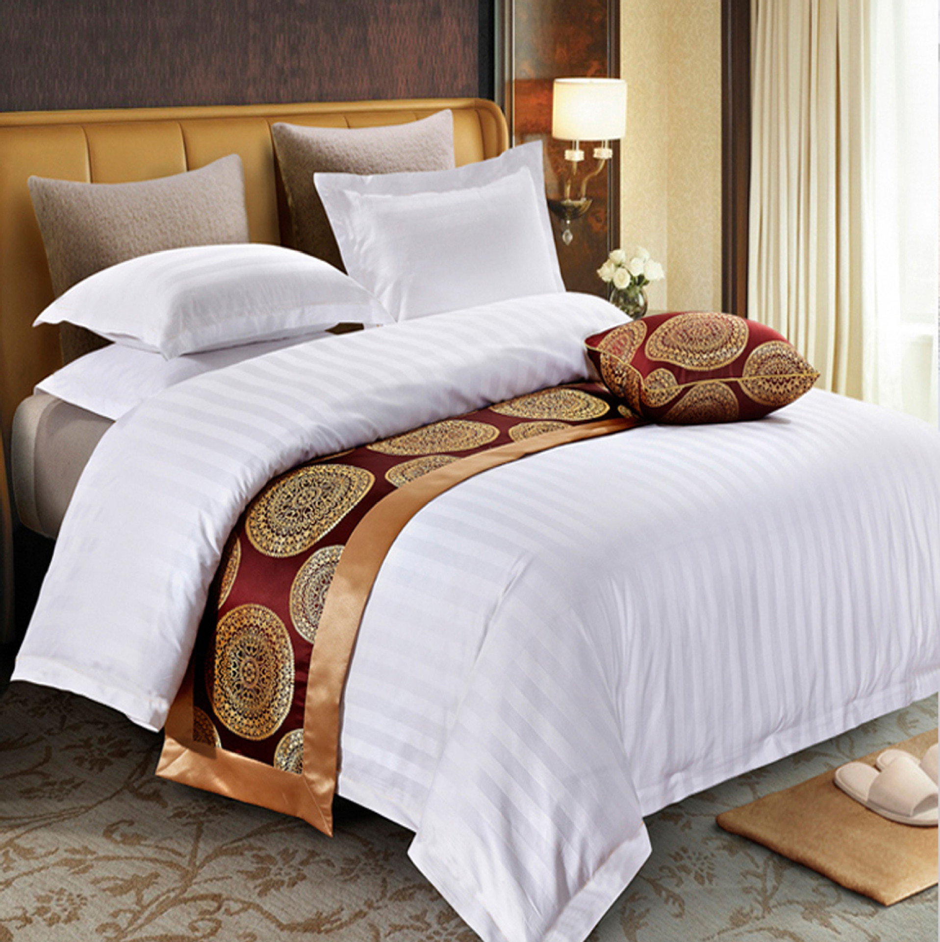 酒店宾馆床上用品简约时尚新品被套40支纯白色贡缎长绒棉全国包邮