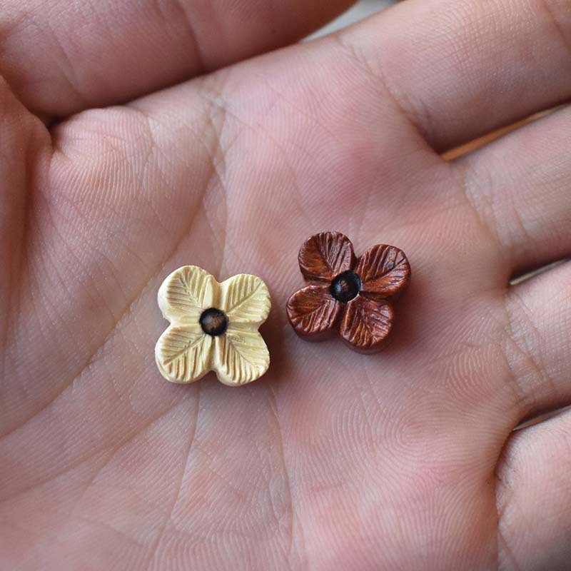 四叶草黑檀黄杨血檀木桃木手工雕刻小配件饰品吊坠diy饰品