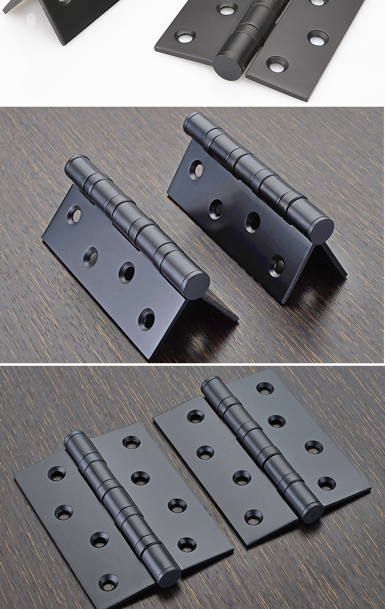 不锈钢轴承开槽实木门黑色合页铰链房门平开折叠活页两片装4