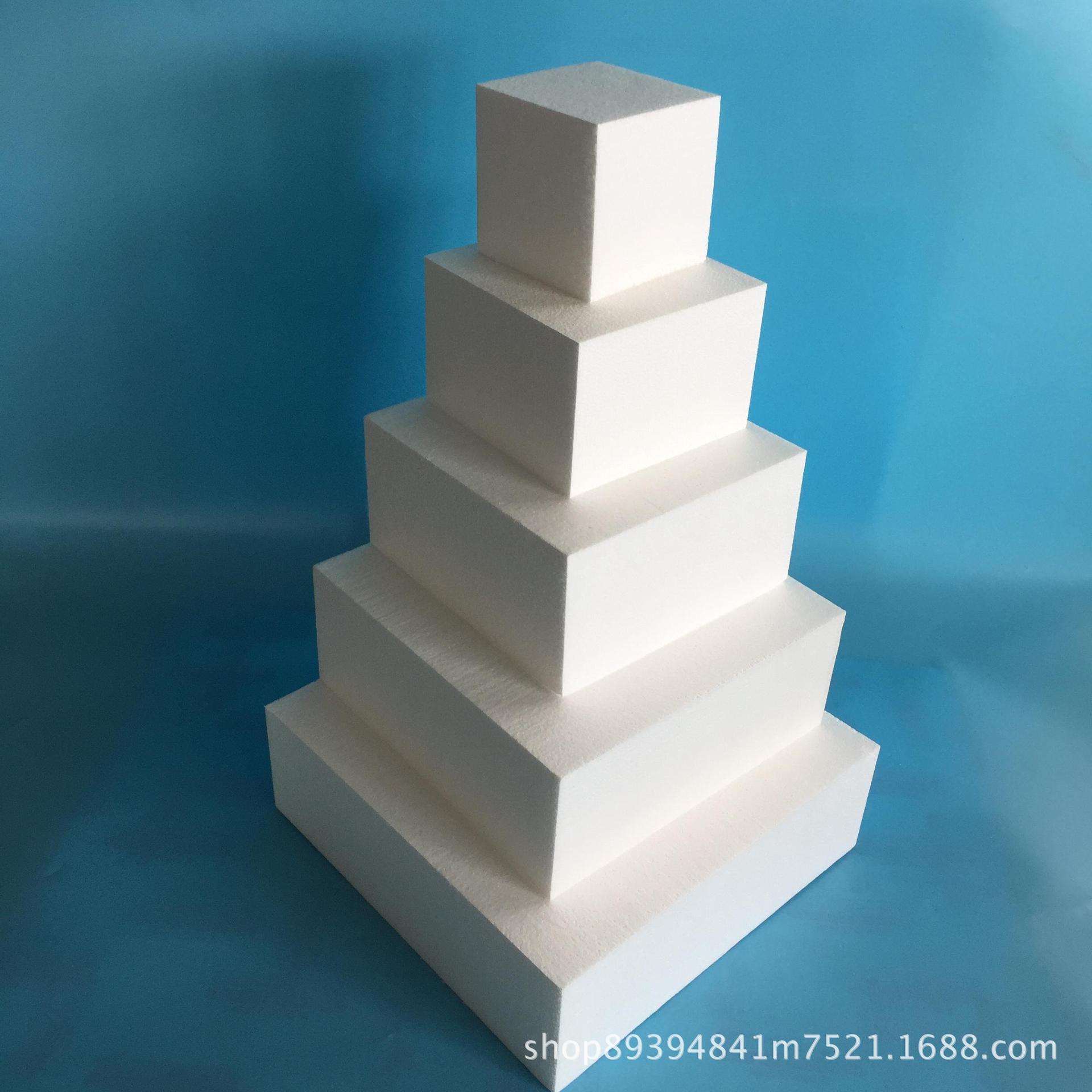 正方形泡沫假体蛋糕模型 翻糖蛋糕裱花练习模具 保丽龙泡沫蛋糕胚