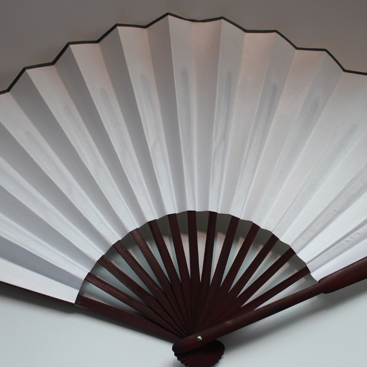 西安厂家直销现货diy空白折扇双面可绘图案绢布材质学生涂鸦扇子