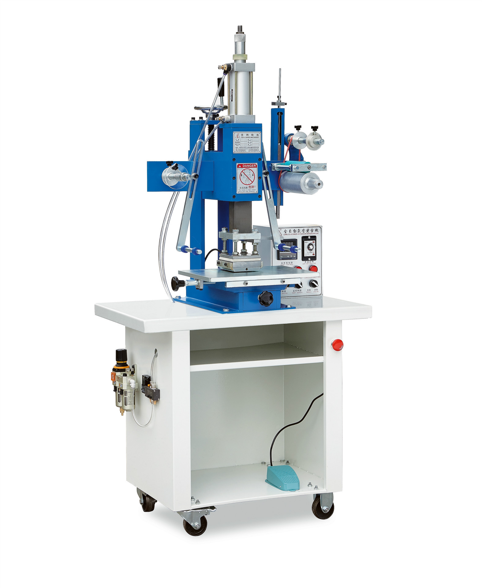 yl-8818自动气压烫金机商标花边彩色或无色烫印凹凸效果各种材质