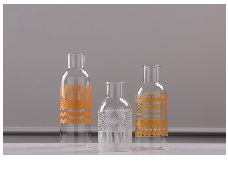 厂家直销 新款玻璃透明贴花花瓶 客厅摆件 插花 工艺饰品